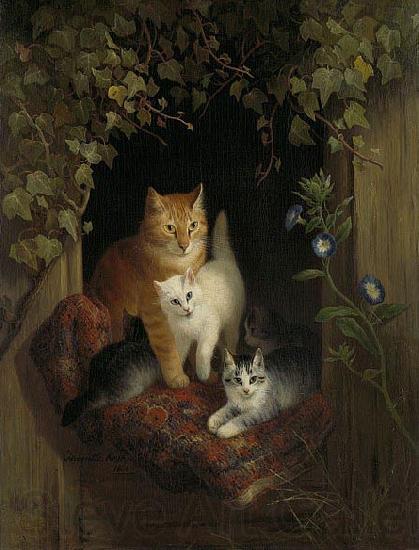 Henriette Ronner-Knip Cat with Kittens France oil painting art